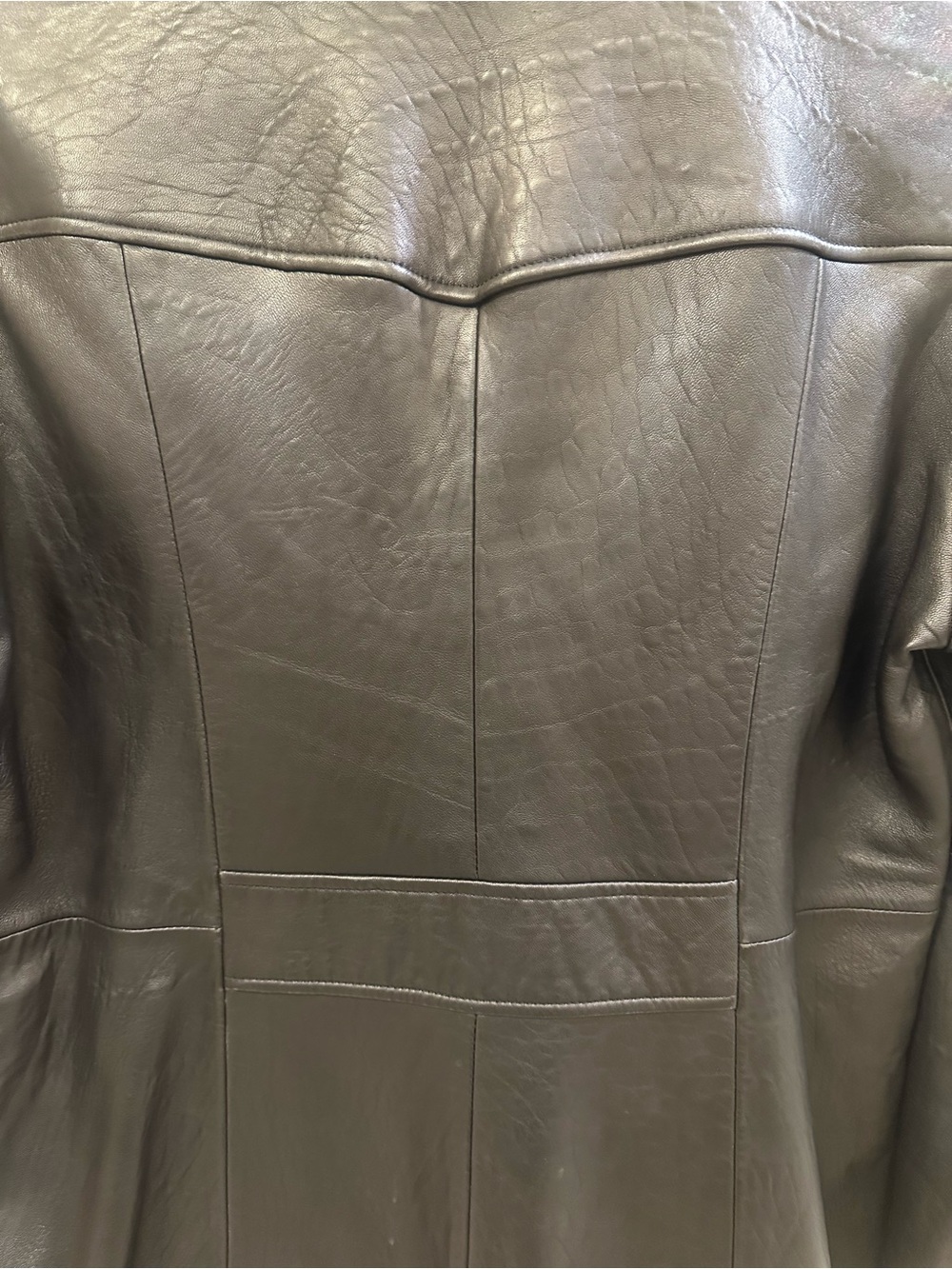 Vintage Harvé Benard Black Genuine Leather Mid-Length Car Coat Jacket Large - Picture 11 of 15